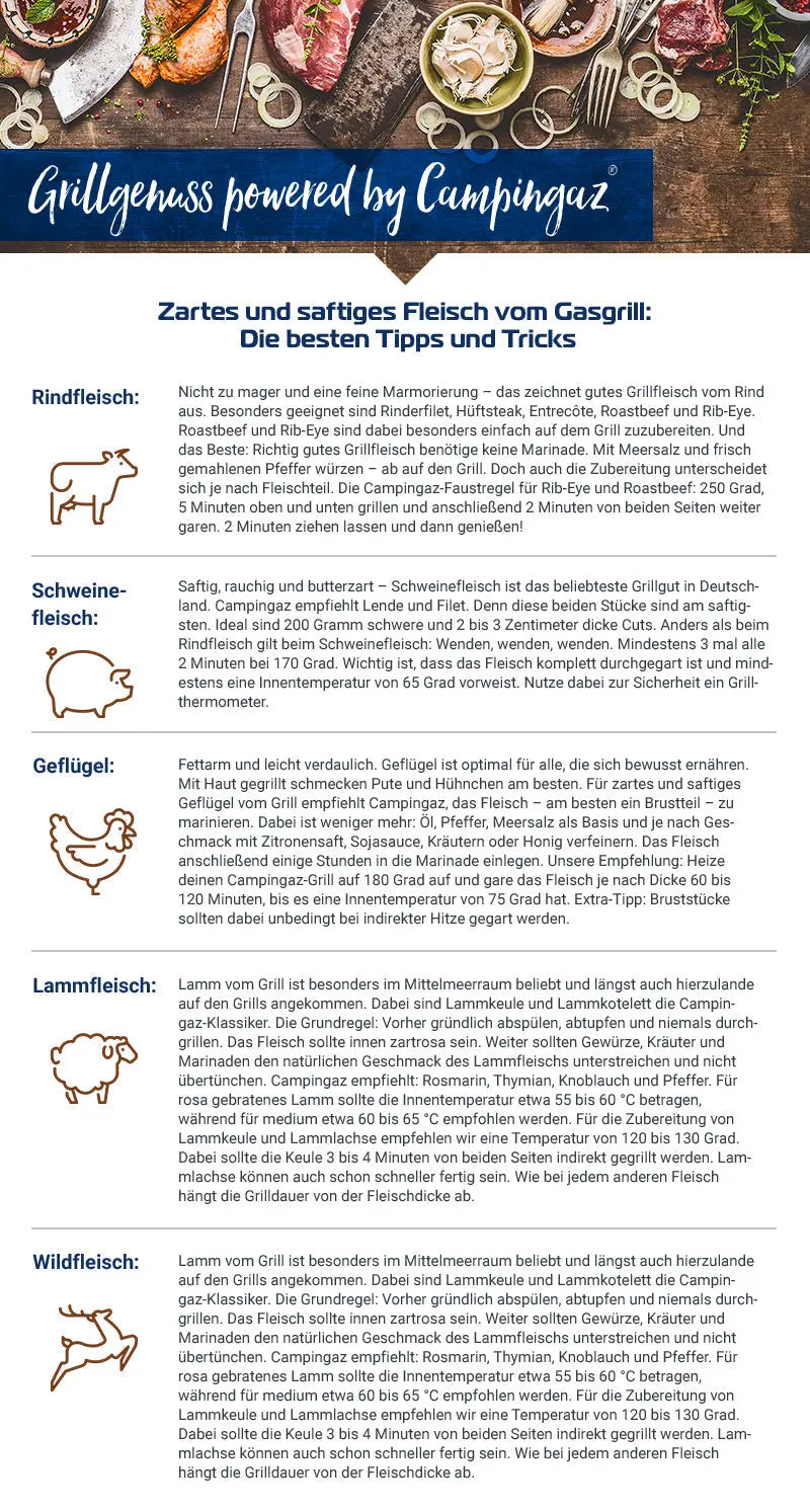 Zartes und Saftiges Fleisch vom Gasgrill - Campingaz & Coleman