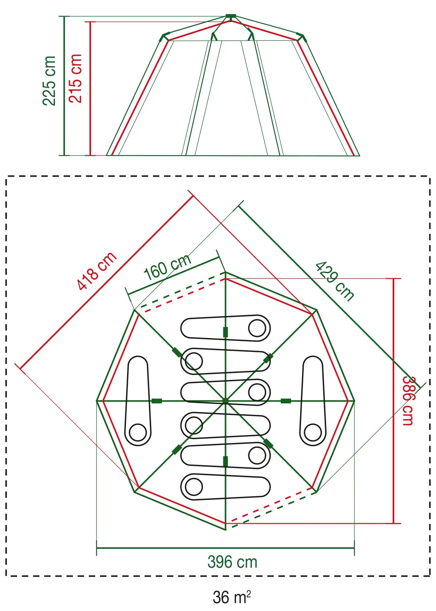 Octagon 8 Blue | large family tent with standing height and