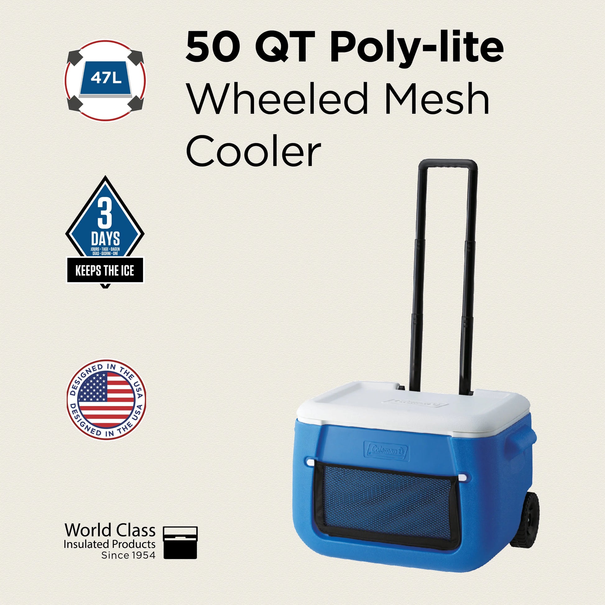 Coleman 50QT Polylite Wheeled Kühlbox mit Rollen Coleman