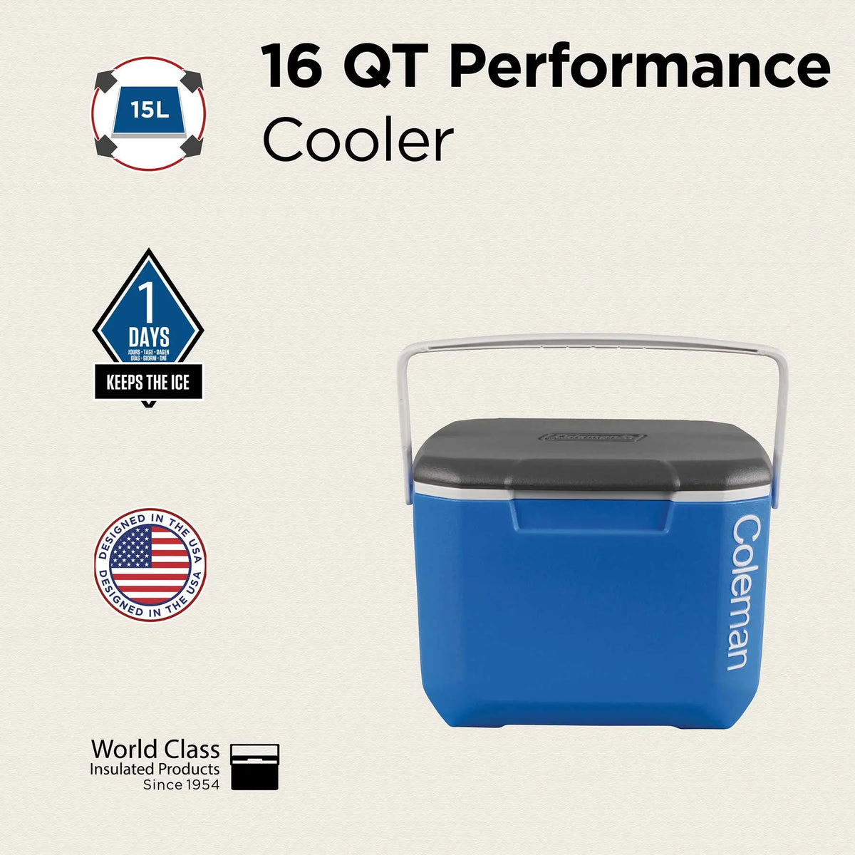 Coleman 16QT Excursion | 15 Liter Kühlbox | bis zu 24 Stunden Kühlung  Kühlbox Campingaz & Coleman