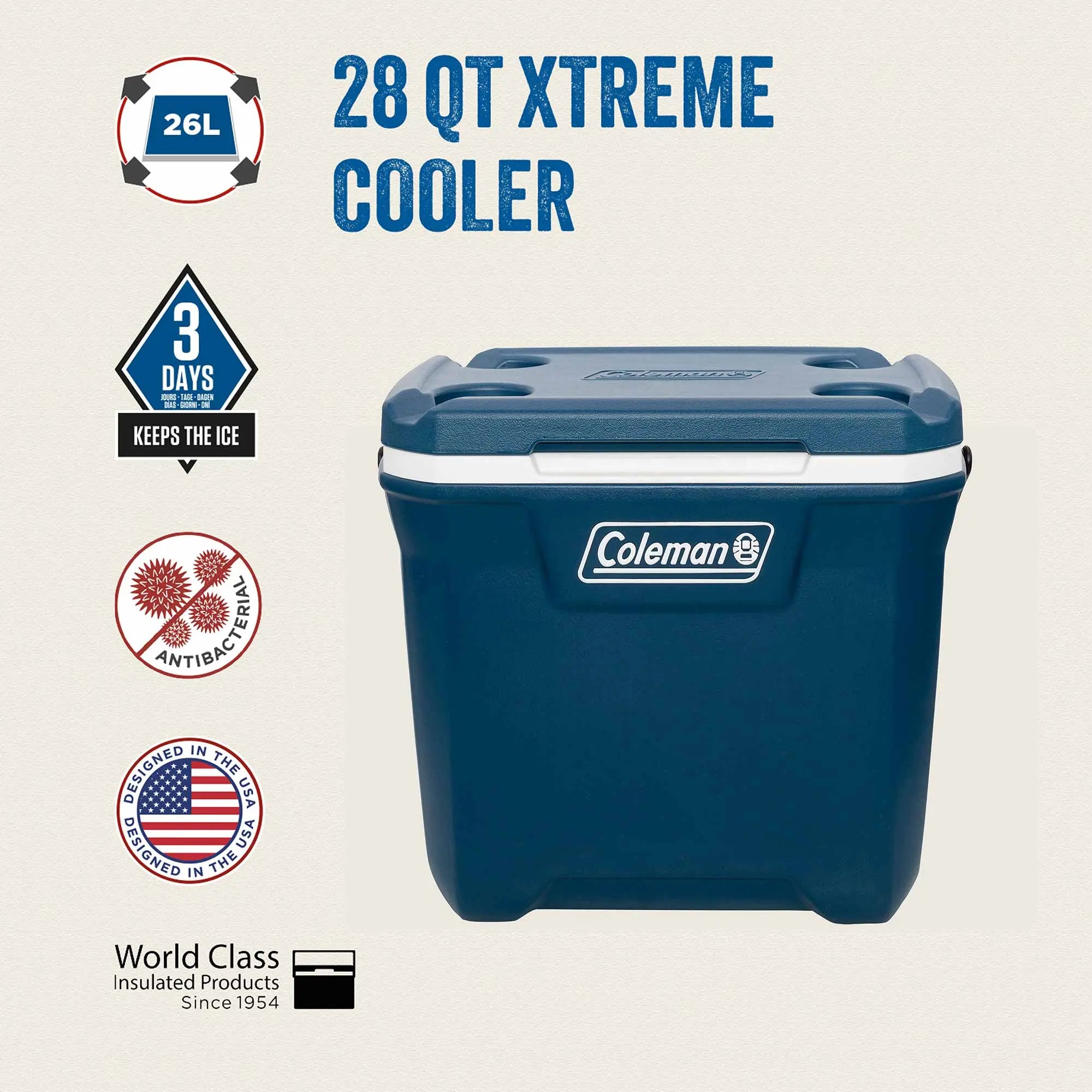 Coleman 28QT Xtreme | 26 Liter Kühlbox | bis zu 3 Tage Kühlung  Kühlbox Campingaz & Coleman