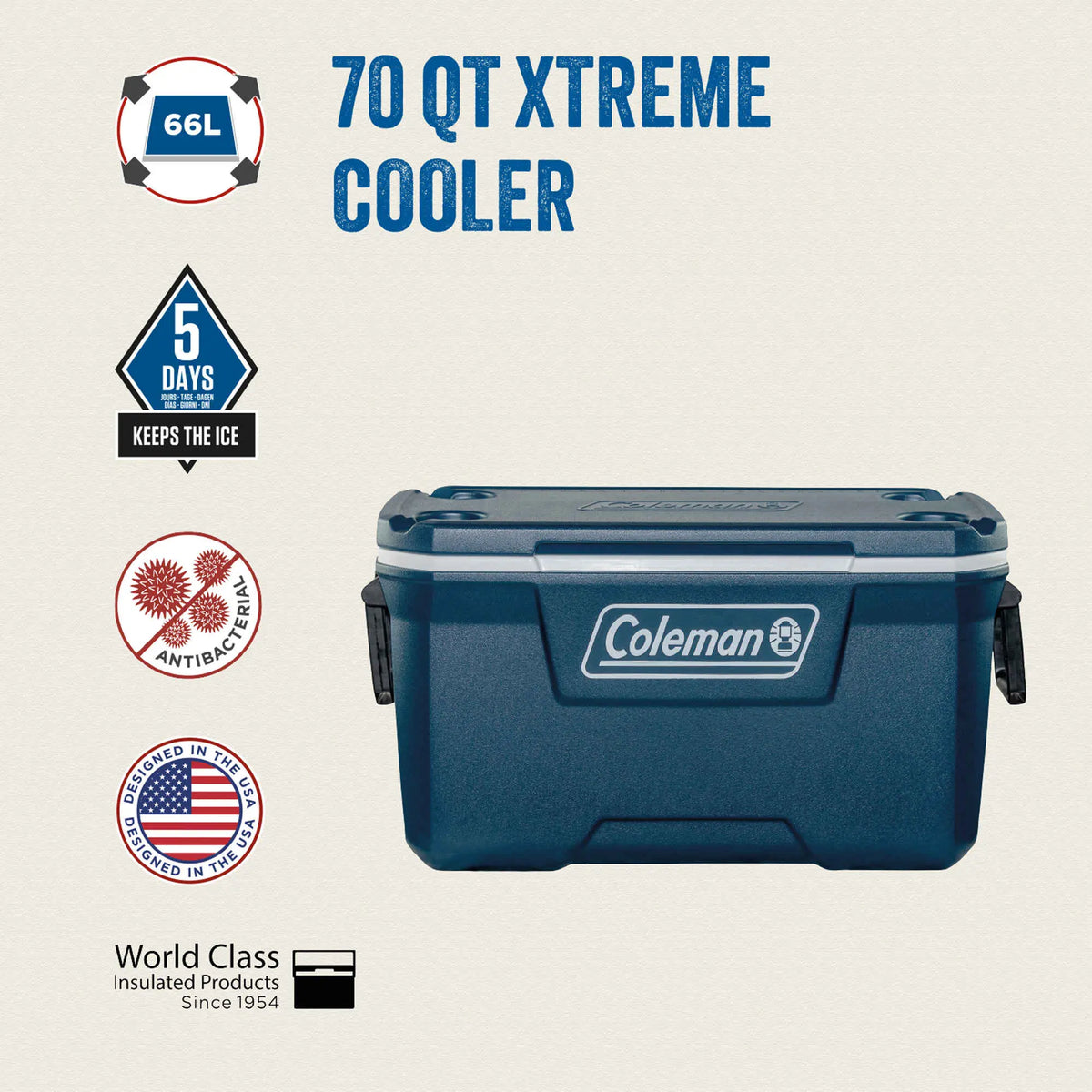 Coleman 70QT Xtreme | 66 Liter Kühlbox | bis zu 5 Tage Kühlung  Kühlbox Campingaz & Coleman