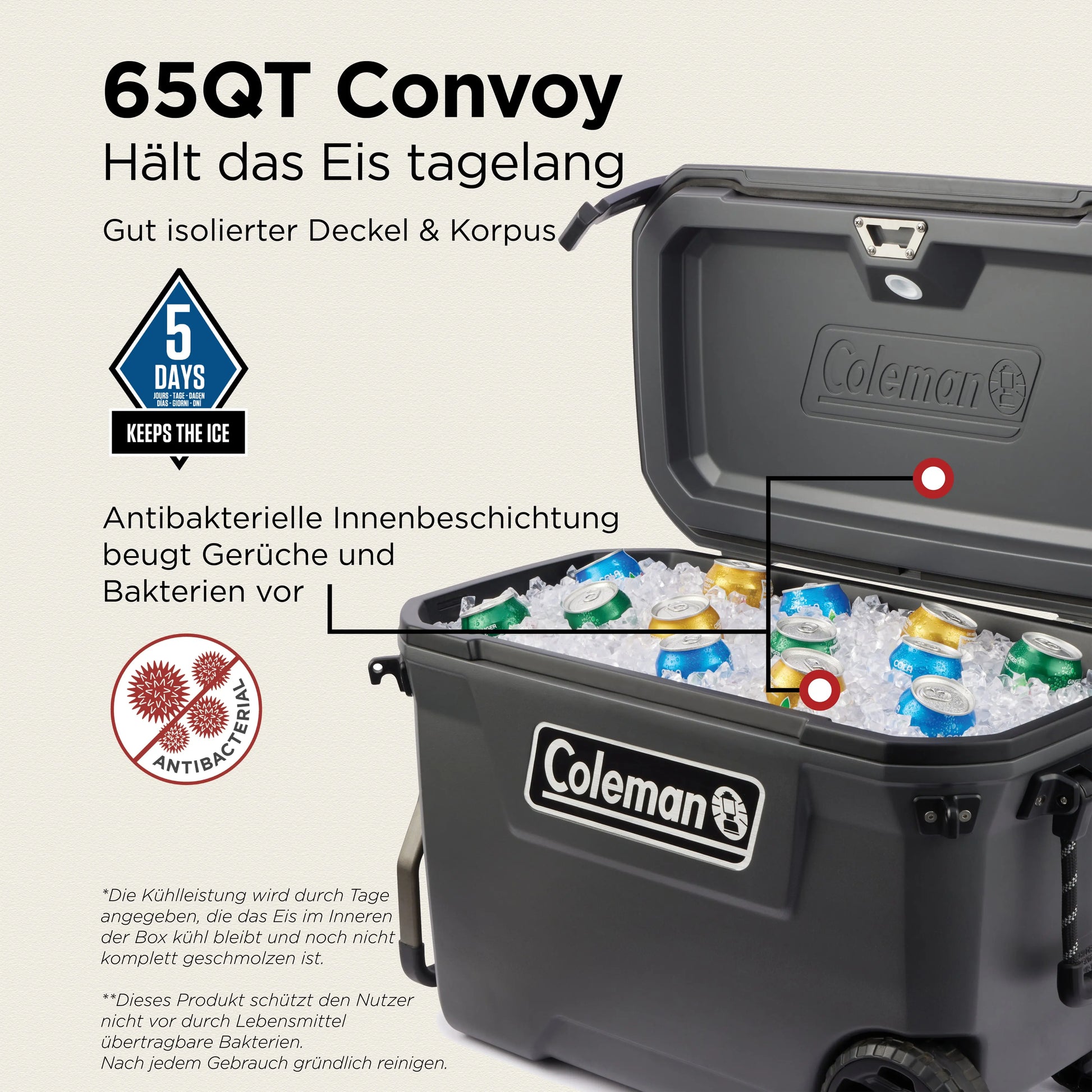 Coleman Convoy 65 QT Kühlbox mit Rollen Coleman