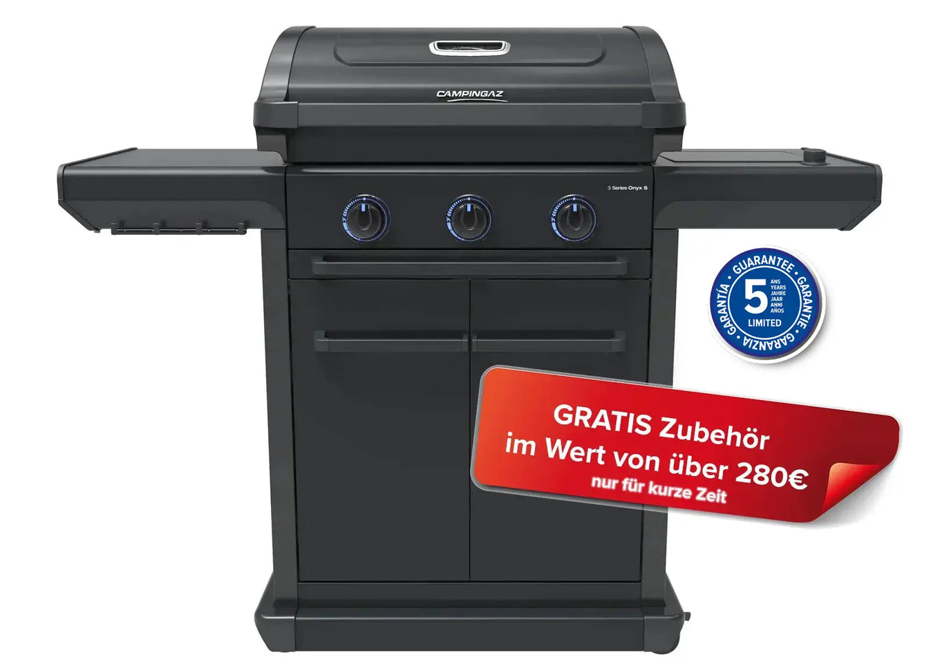Campingaz 3 Series Onyx S Gasgrill | 3 Blue Flame Edelstahlbrenner | Seitenkocher  Gasgrill Campingaz & Coleman