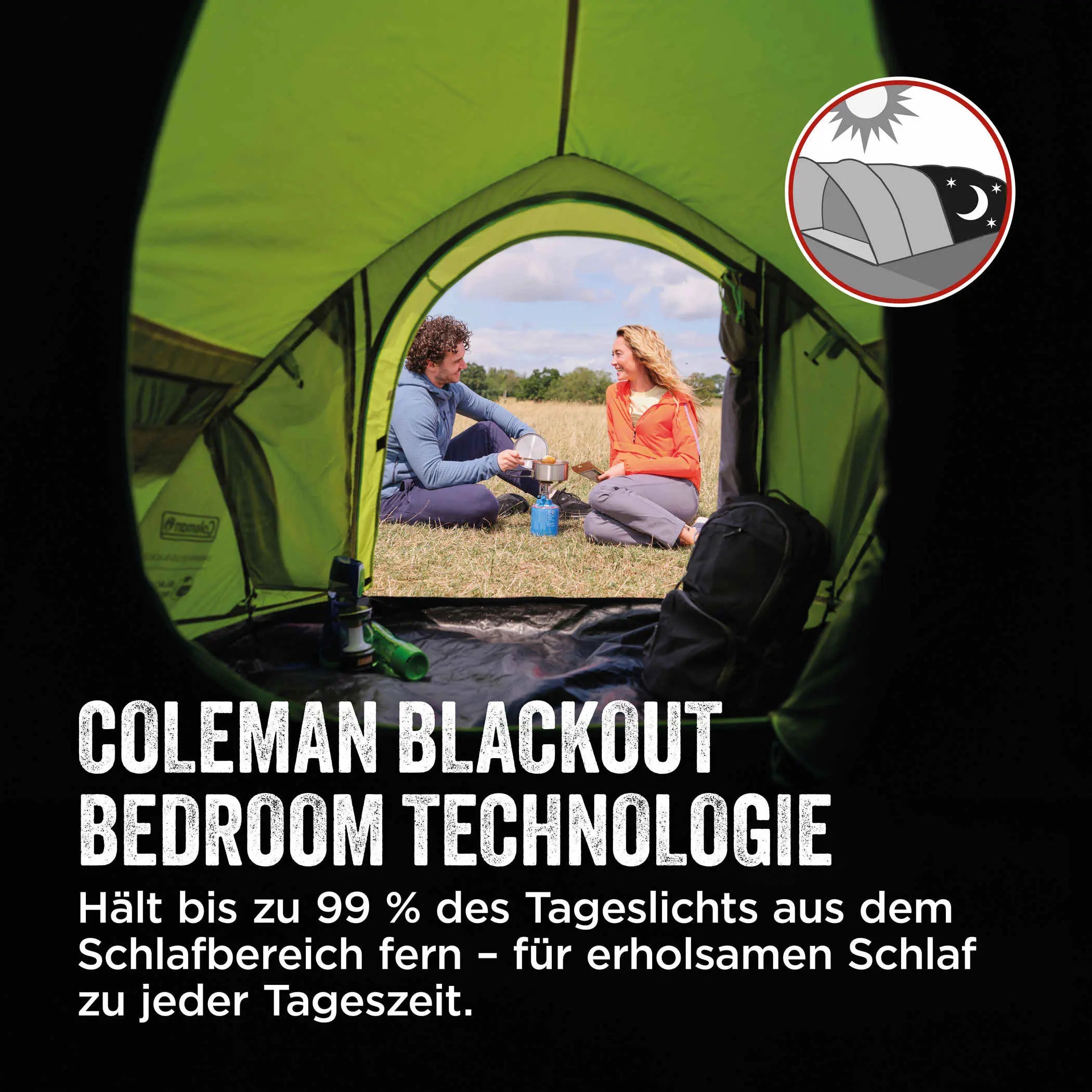 Darwin 3 Plus Blackout | 3-person dome tent with dark sleeping Darwin 3 Plus Blackout | 3-person dome tent with dark sleeping