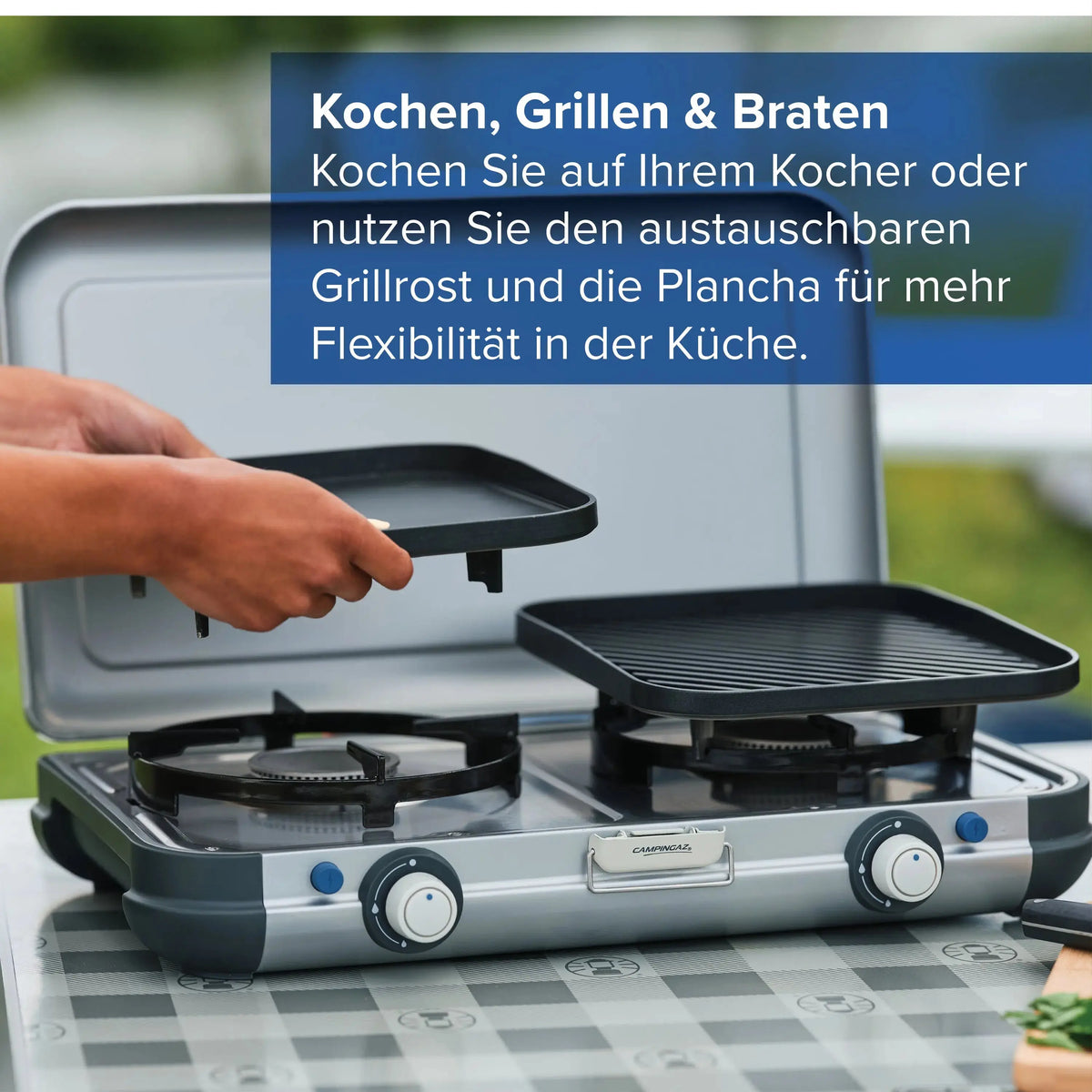 Camping Kitchen 2 Grill & Go Caravan | 30 mbar speziell für Wohnmobile  Gaskocher Campingaz & Coleman