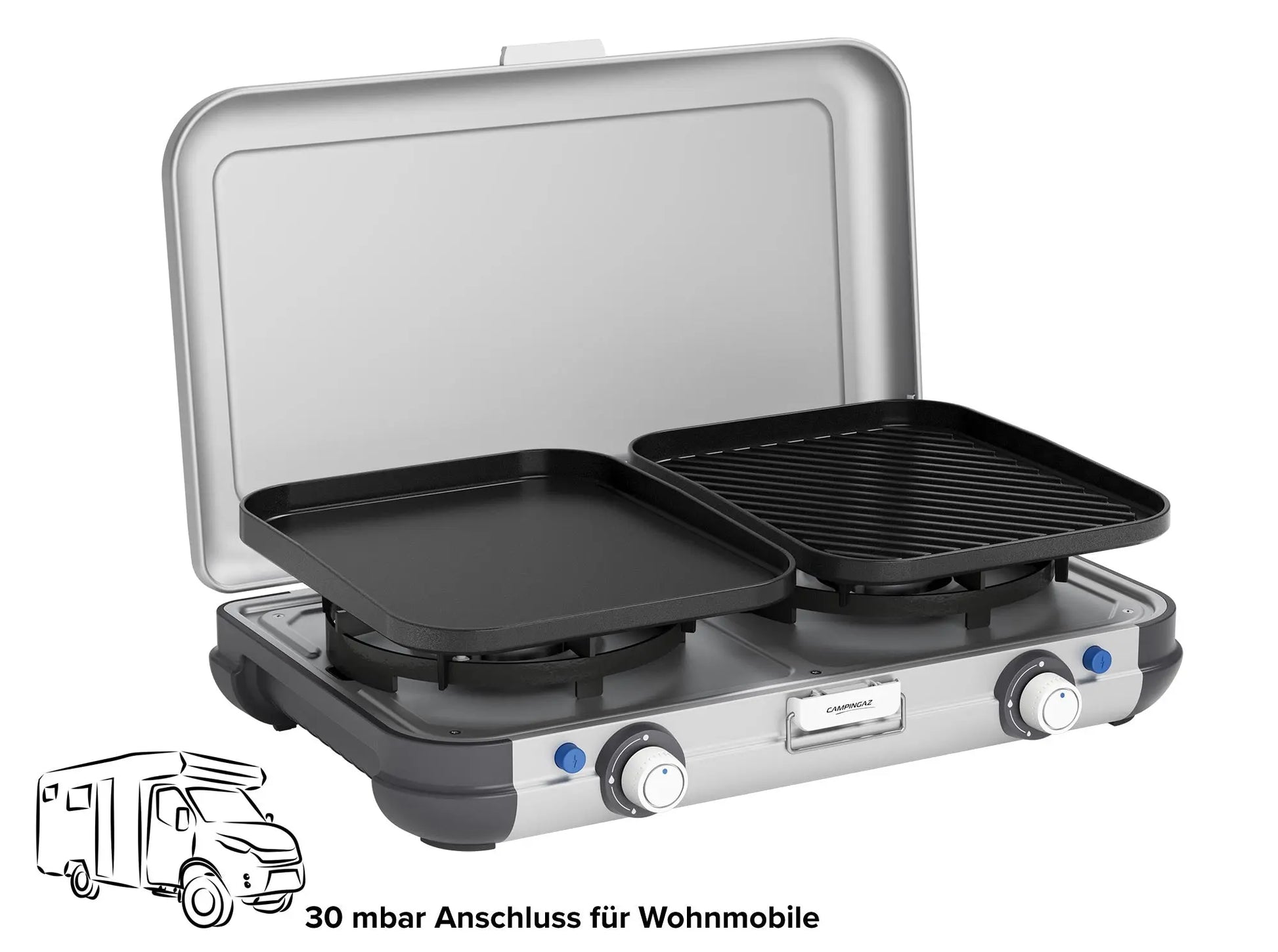 Camping Kitchen 2 Grill & Go Caravan | 30 mbar speziell für Wohnmobile  Gaskocher Campingaz & Coleman