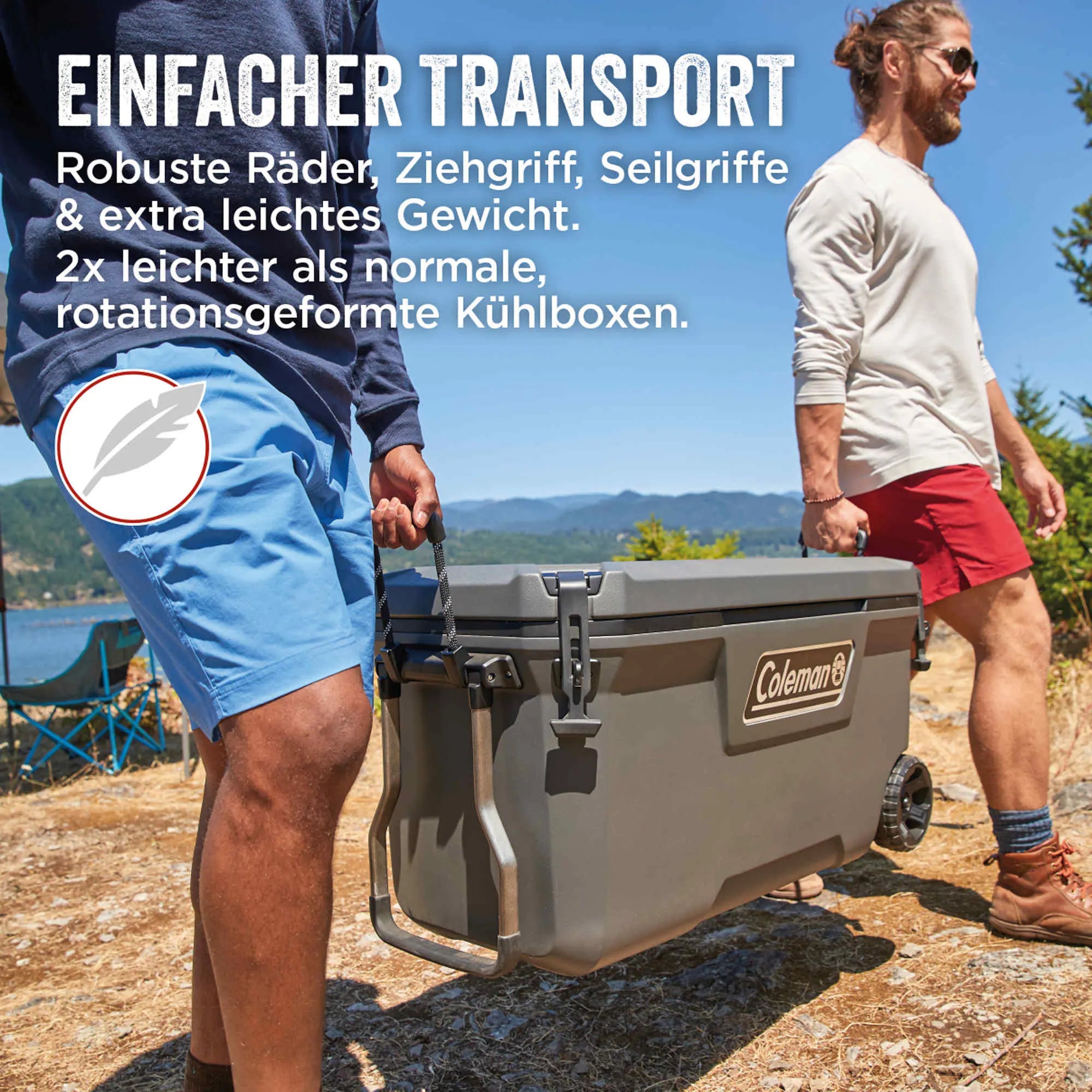 Coleman Convoy 100QT Wheeled | 97 Liter Kühlbox mit Rollen | 5 Tage Kühlung  Kühlbox Campingaz & Coleman
