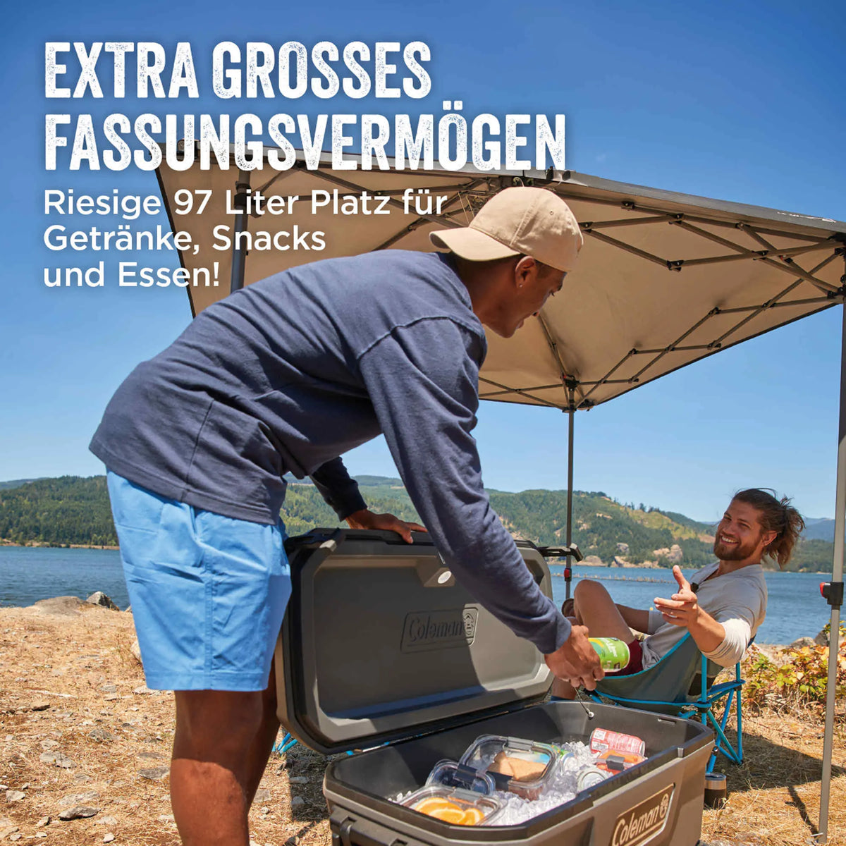 gas kühlbox im zelt Coleman Convoy 100QT Wheeled mit Rollen | 97L Color:Stripe White Frame+clear Lens schlummersack Baby Kinder Schlafsack Etranger
