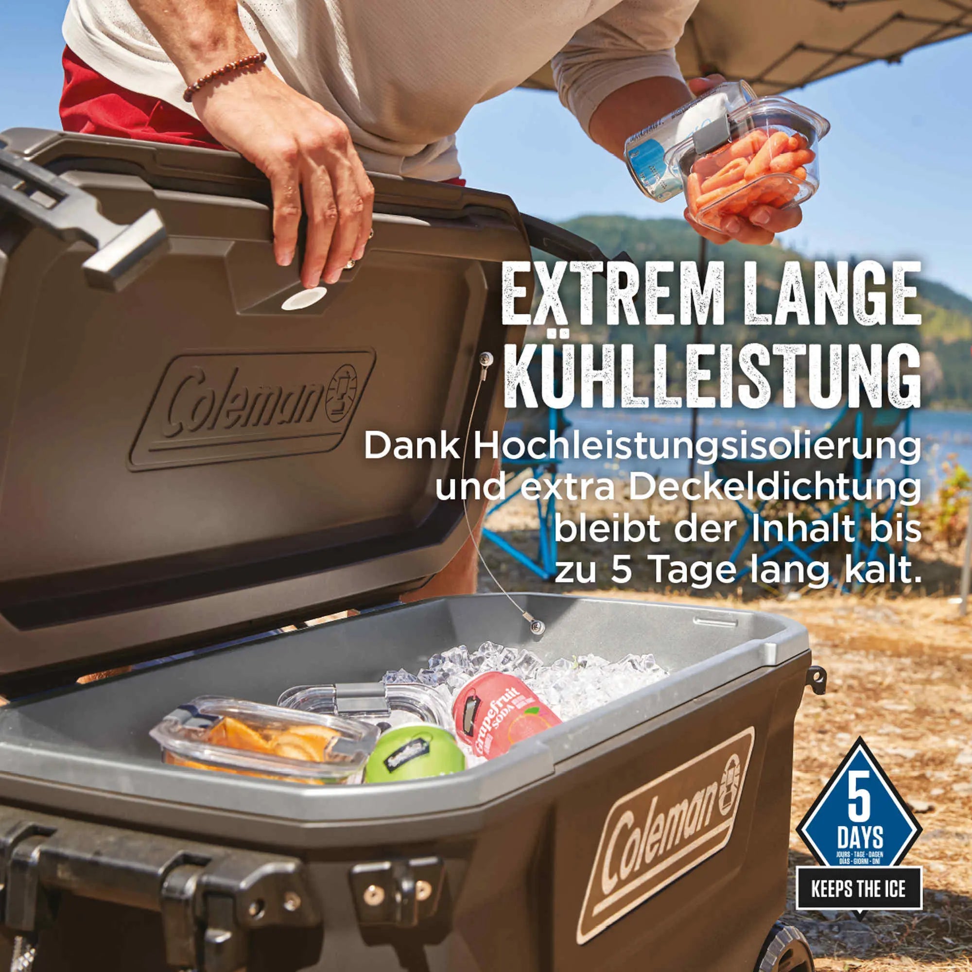 Coleman Convoy 100QT Wheeled | 97 Liter Kühlbox mit Rollen | 5 Tage Kühlung  Kühlbox Campingaz & Coleman