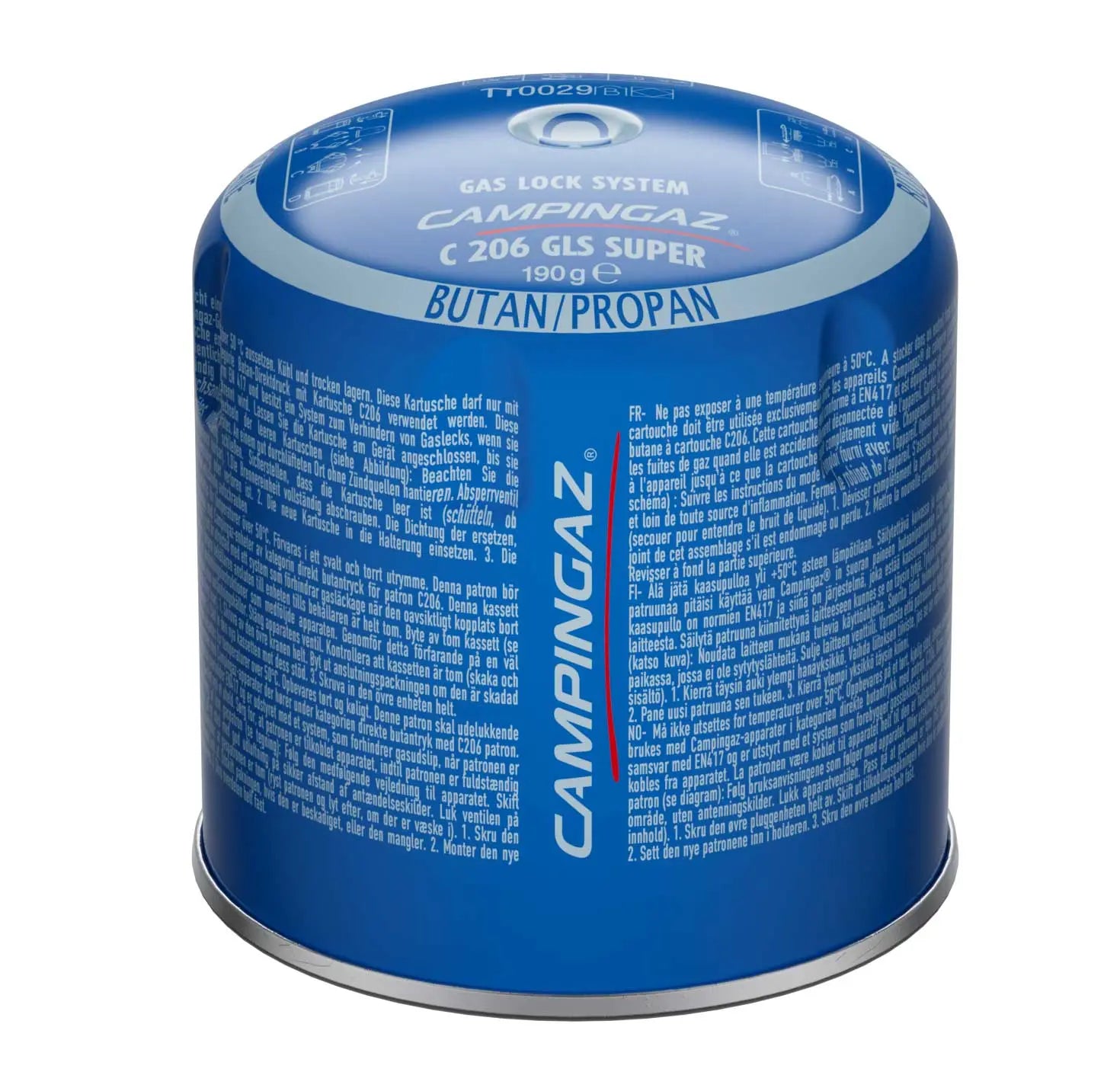 Campingaz C 206 GLS Piercing Cartridge | 194g Butane-Propane | with Gas Lock System