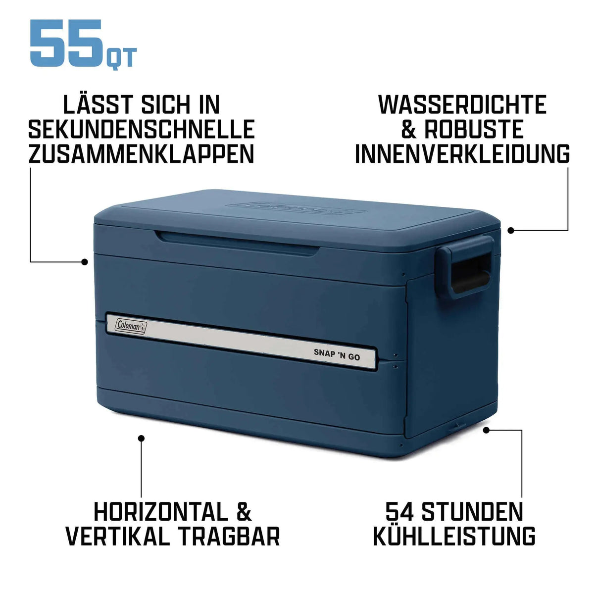 Coleman Snap ‘N Go 55QT | 52 Liter faltbare Kühlbox | 2 Tage Kühlung  Kühlbox Campingaz & Coleman