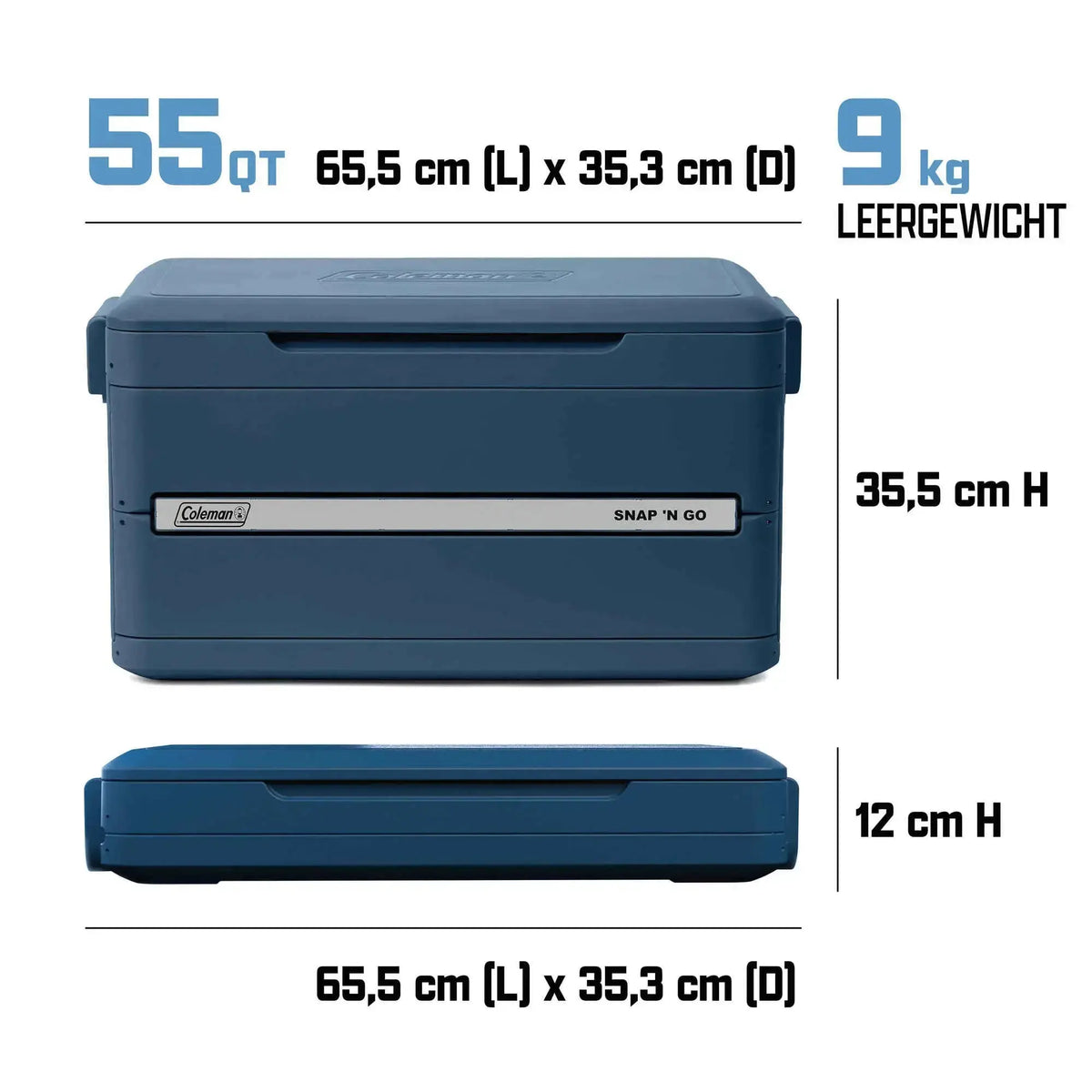 Coleman Snap ‘N Go 55QT | 52 Liter faltbare Kühlbox | 2 Tage Kühlung  Kühlbox Campingaz & Coleman