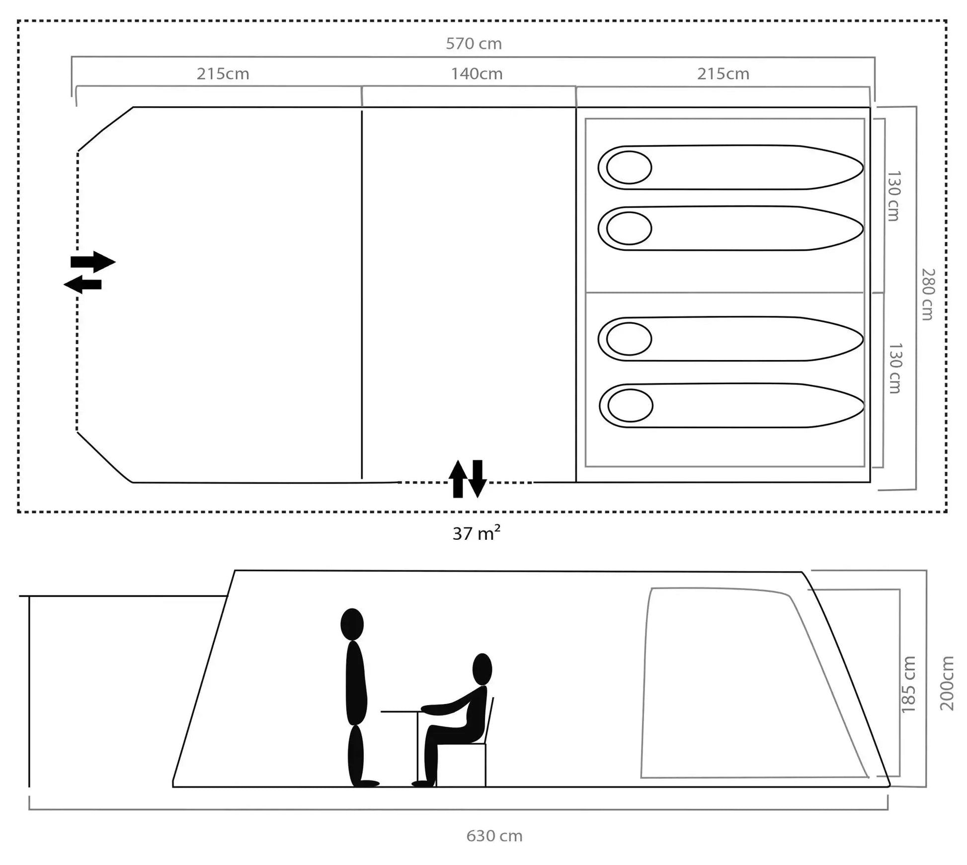 black and white zelt 4 personen FastPitch Victoria Falls 4 BlackOut – in 3 Minuten aufgebaut – Campingaz & Coleman